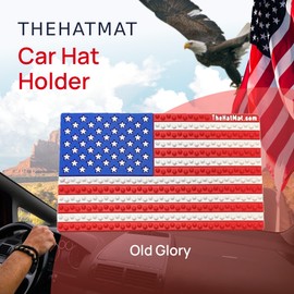 TheHatMat Dashboard Hat Mat Holder - Extra-Large Cowboy Hat Holder for Truck, Anti-Skid Pad for Accessories & Valuables, Premium Protection for Armrest, or Seat, No Adhesives Needed, Red, White & Blue