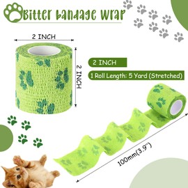 Threlaco 6 Rolls No Chew Bandage for Dogs Bitter Bandage Wrap for Dogs Wound Wrap, 2 Inches x 5 yd