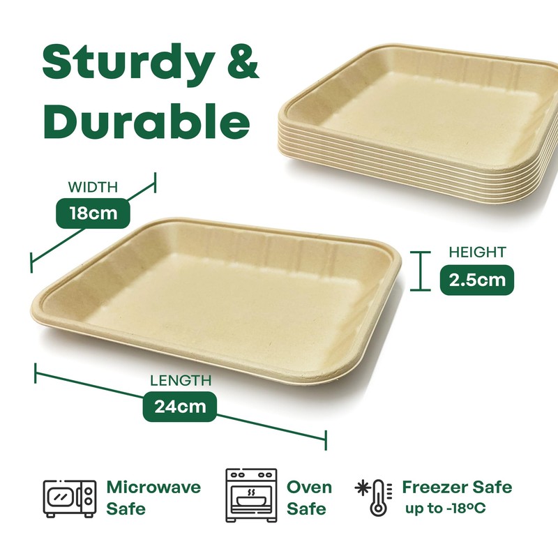 DISPOSABLE GREEN® | 24 cm x 18 cm Rectangle Tray