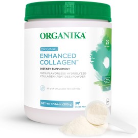 Organika Enhanced Hydrolyzed Collagen Peptides Powder: Easy Absorption Unflavored Collagen Powder for Skin, Hair, Nails, Joints, Muscles, & Gut - Keto, GMO-Free, Grass-Fed - 25 Day Supply - 18 oz