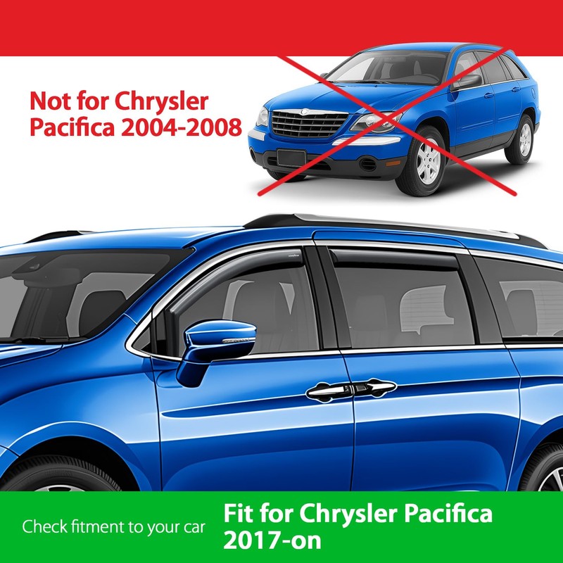 Goodyear Shatterproof in-Channel Window Deflectors for Chrysler Pacifica 2017-2025, Rain