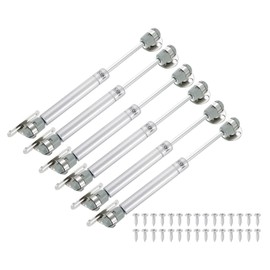 sourcing map 6Pcs Lid Support Hinges, 8 Inch 100N Gas Struts Soft Close Folding Lid Stay Hinges Lift Support Slow Lowering Pneumatic Lid Buffer for Cabinet Closet Wardrobe, Silver