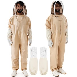 Yearntown Professional Bee Suits for Men Women Sting Proof with Gloves & Veil Hood Beekeeper Hat, Beekeeping Jacket, Full Body Apiarist Suit for Backyard Beekeepers Bee Keeper Catcher Costume (XXL)