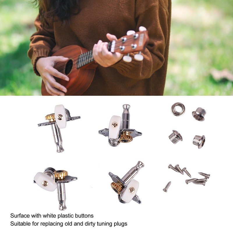 4PCS Ukulele Tuning Peg Chrome Color Metal Ukulele Machine Head