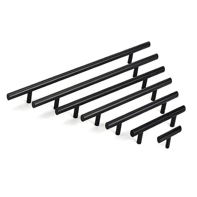ANSIEDIO Kitchen Cupboard Handles Black - 6 Pack Stainless Steel