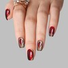 Red Cat Eye Press on Nails Short, 30 Pcs Salon-Like