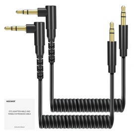 NEEWER 2 Pack Aux Cable Set, 3.5mm TRS Male to 3.5mm TRS Male Coiled Cable Compatible with DJI Mic Rode Wireless GO II Hollyland Lark NEEWER CM28 CM31 Wireless Microphone Camera PC Headphones, LM16