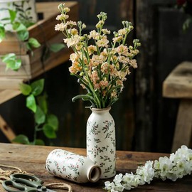 TEWEIQI Ceramic Rustic Farmhouse Vase, Holly Pattern Flower Vase for Home Decor, Ideal Shelf Decor, Boho Vase for Living Room Bedroom Kitchen Office Decor Centerpiece Table Decorations (6 inches)…