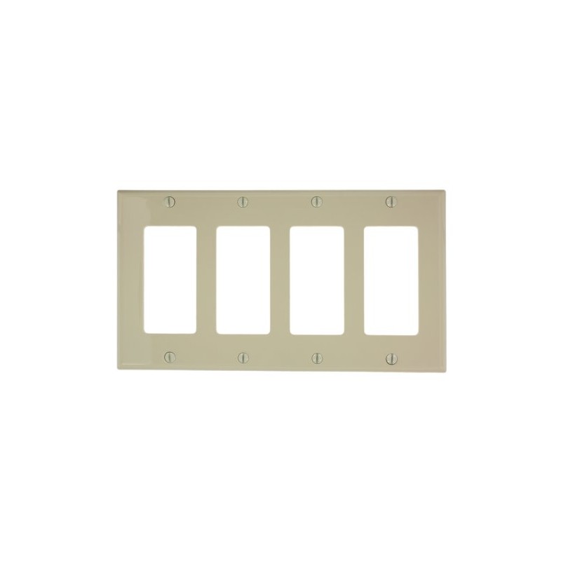 Leviton 4-Gang Decora/GFCI Device Wallplate, Standard Size, Thermoplastic Nylon, Device