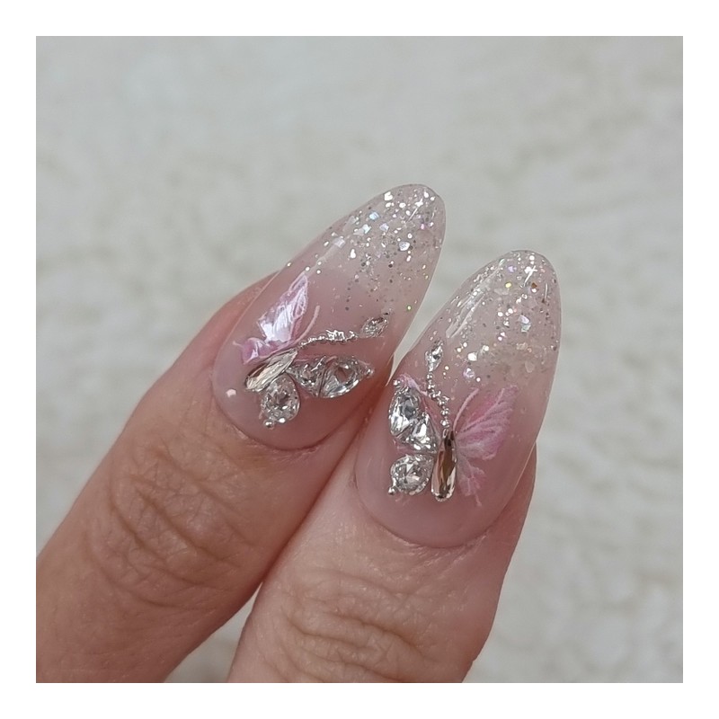 Pure Rose Pink Handmade Nail Tips - Long Ballerina /
