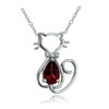 Sterling Silver Gemstone Filigree Cat Slide Pendant, Stone Sterling Silver,