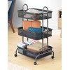 Whitmor Storage Cart Metal 3 Tier Rolling Cart with Wheels,