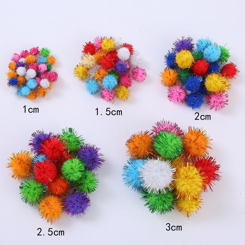 Sicraft 50pcs Glitter Tinsel Pom Poms Sparkle Balls for DIY