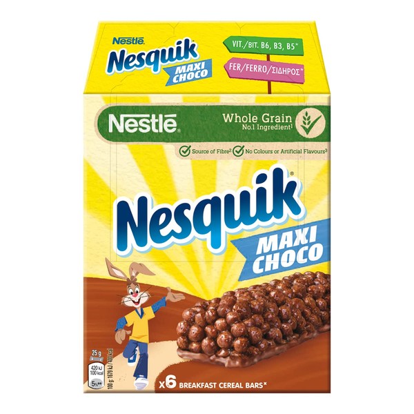 Nesquik Cereal Cereal Bars with Chocolate and Milk, 6 x 25 g
