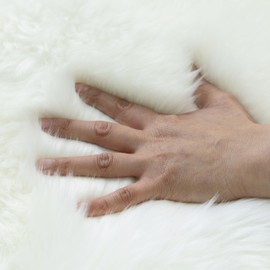 CAERJONA Genuine Sheepskin Chair Cover Soft and Comfortable Plush Natural Fleece Seat Cushion for Kitchen, Office, Chairs (Natural White, 18" x 18")