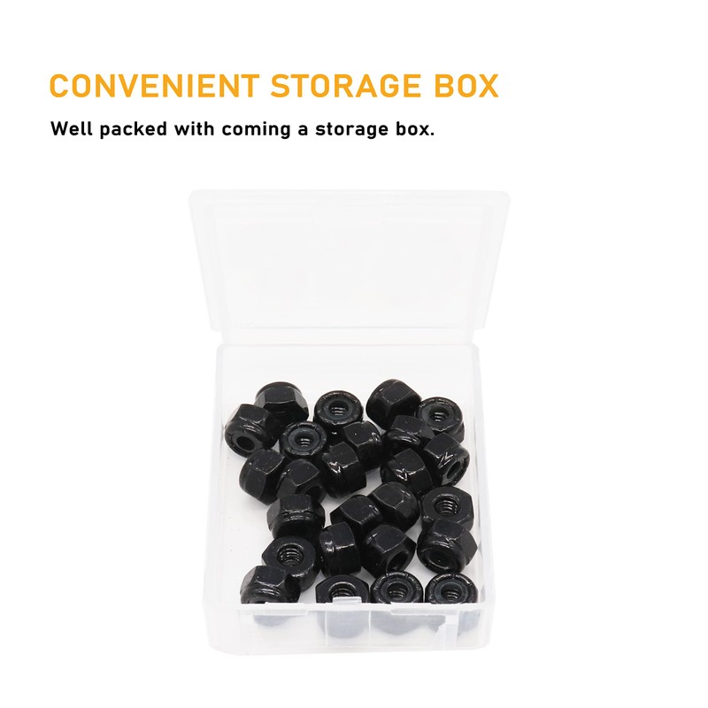 binifiMux 30pcs Black 8-32 Nylon Inserted Lock Nuts Self Locking