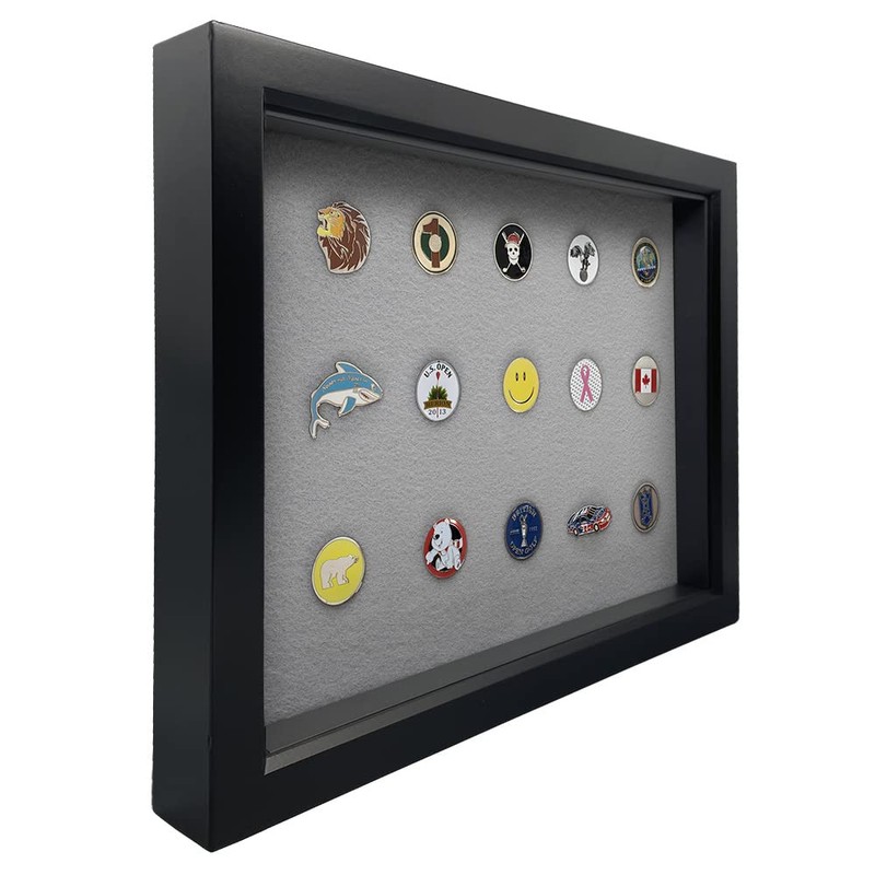 Golf Ball Marker Shadowbox Display | Holds Flat or Pegged