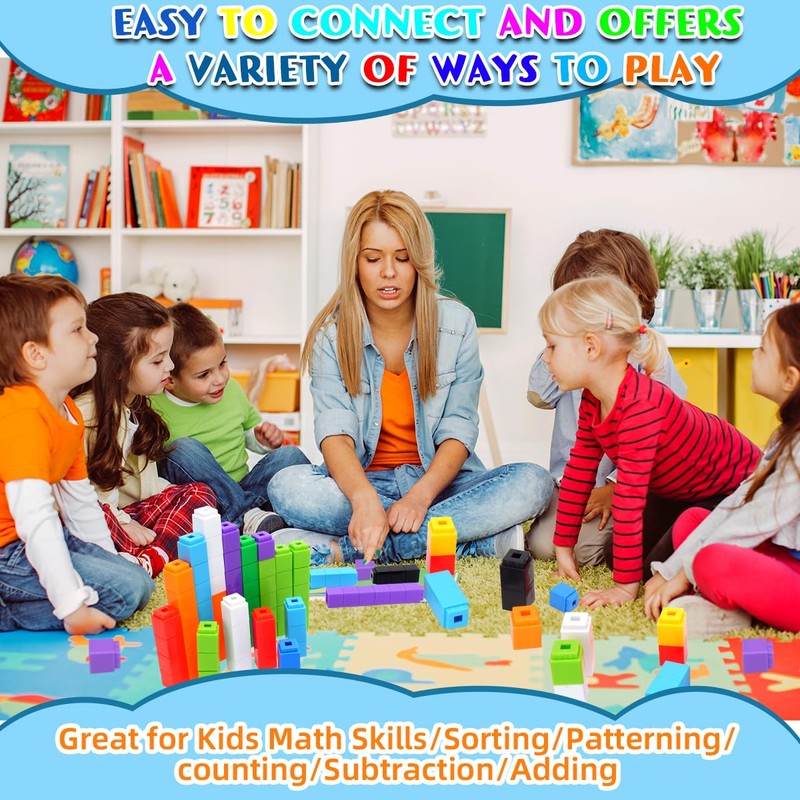QUYSK 1000 Pcs Math Linking Cubes for Classroom, Kids Counting