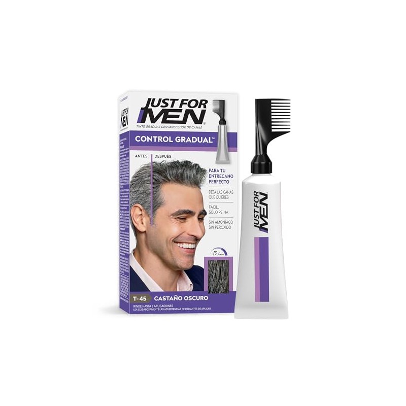 Just For Men Control Gradual, tinte para Canas,Castaño Oscuro T45,