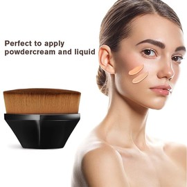 Foundation Makeup Brush, Foundation Brush for Liquid Makeup, Kabuki Face Brush Multifunctional, for Flawless Powder, Blending Liquid or Cream Cosmetics with Portable Case (Black)