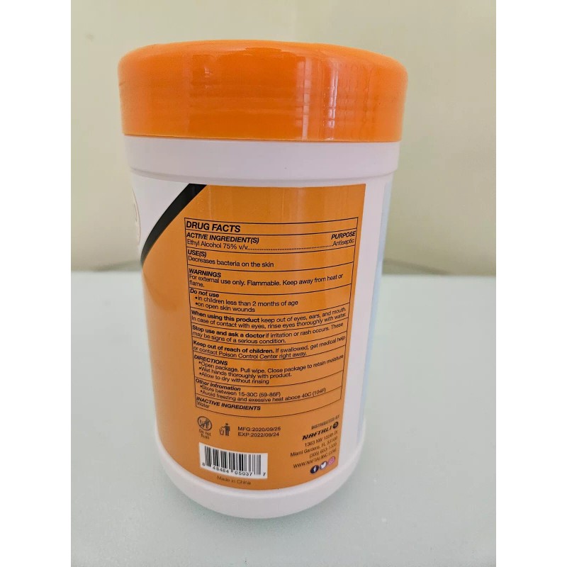 Miami Carry On 75% Alcohol Wipes 100 Count Surface Cleaner