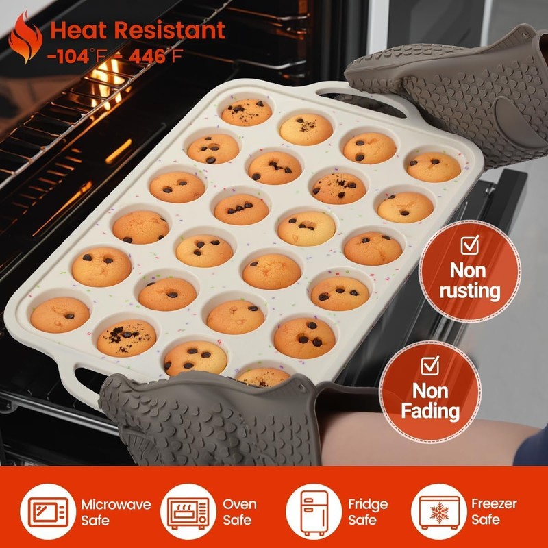 CAKETIME Mini Muffin Pan, Metal Reinforced Frame Mini Cupcake Pans