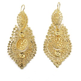 Traditional Portuguese Filigree Costume Queen Earrings #500349