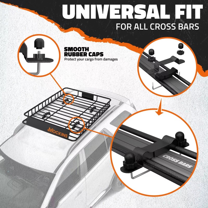 Mockins Rooftop Cargo Carrier Basket - Adjusts from 35-50"L x