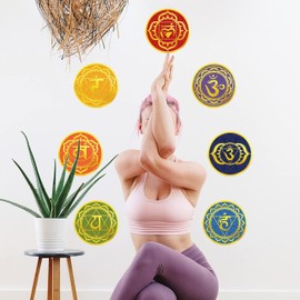 Maydahui Chakra Wall Stickers Decals Yoga Zen Meditation Room Wall Decals 7 Pcs(6" x 6") Peel & Stick Mandala Lotus Pattern Vinyl Art Decals Decor for Yoga Studio Yogis Spiritual Gift