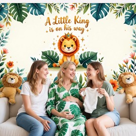 A Little King is on His Way Baby Shower Banner Decorations A Little King Birthday Party Backdrop for Jungle Safari Theme Nursery Room Kids Birthday Party Decorations Supplies Decor,6 X 3.6FT