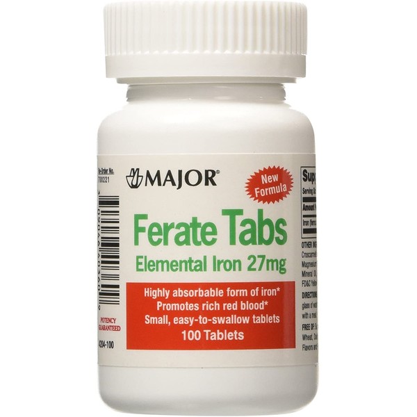 Major Ferate Tabs Elemental Iron 27mg 100 tablets