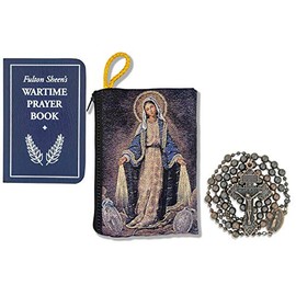 Good Shepherd Creations Military Rosary Gift Set with Fulton Sheen's Wartime Prayer Book and Tapestry Rosary Pouch (Antique Copper, Miraculous Medal)