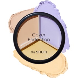 THESAEM Cover Perfection Triple Pot Concealer 04 Tone Up Beige - for Fair to Light Skin Tone - 3 Color Full Coverage Concealer - Covers Pigmentation and Blemish Spots, Corrects Skin Tone