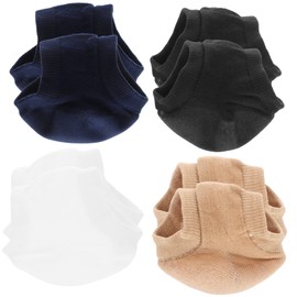 VICASKY 4 Pairs Moisturizing Gel Heel Socks of Breathable Cracked Heel Socks for Relief Foot Care Comfortable Gel Design White Skin Tone Black Blue Reusable Washable