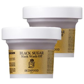 Skinfood Black Sugar Mask Wash-Off, 1 pack, 2 pieces / 스킨푸드 블랙슈가 마스크 워시오프, 1개입, 2개