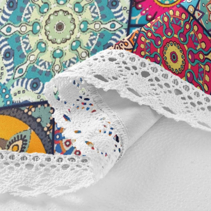 JUMBEAR Bohemia Round Tablecloth Polyester Circular Table Cloth Beautiful Water