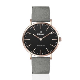 Weayege Women's Analogue Quartz Wrist Watch, Women's Watches Leather Strap Luxury Quartz Watches Waterproof Fashion Creative Watch for Women, IP Grey-Rose Gold-Black, Strap.