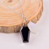 Natural Black Onyx and Rainbow Moonstone Necklace Pendant, Coffin Cabochon,