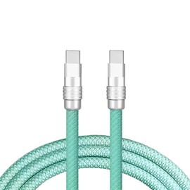 GentsStride Rainbow Chubby - Colorful Chubby Cable Gradual Durable Charger Cable USB-C to USB A Cable Nylon Braided Fast Charging Data Cord for Phone, Green, Type-C to Type-C, 1.64 FT