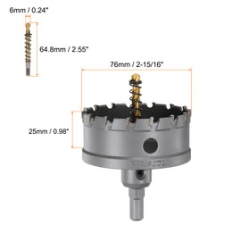 HARFINGTON Carbide Hole Saw Kit 76mm (2-15/16") Metal Hole Cutter Set with 5pcs Center Drill Bits Springs 1pcs Wrench for Stainless Steel Copper Iron Aluminum
