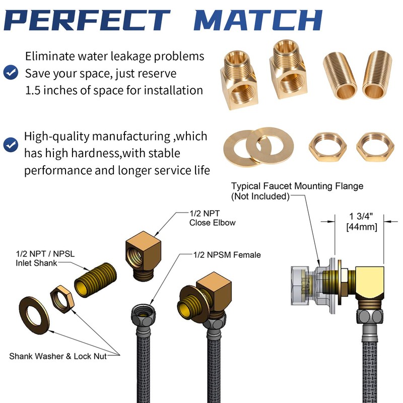 B-0230-K Brass Wall Mount Faucet Installation Kit for T&S B-0230
