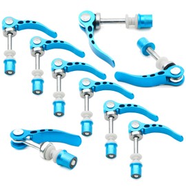 Blue Aluminum Alloy Bike Seat Clamp, M6 × 65mm Bicycle Binder Clamp Bolt Seat Post Quick Release, Pack of 10