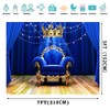 Royal Blue Backdrop, Crown Throne Royal Chair Photography Background, 7x5ft