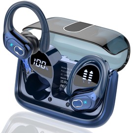 Aptkdoe Wireless Earbuds 75hrs Bluetooth 5.4 Headphone Sport, 2025 Bluetooth Earbuds Stereo Deep Bass Over Ear Bud with Earhooks, ENC Noise Cancelling Mic, IPX7 Waterproof Earphone, Royal Blue