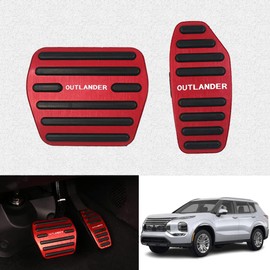 Kakash Custom Interior Accessories for Mitsubishi Outlander 2022 2023 PHEV 2023 2024 aluminium alloy Gas Accelerator Pedal Covers,Anti-Slip No Drilling Brake Foot Pedal Pads 2 pieces/set(red)