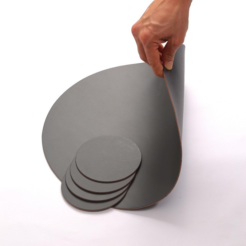 Vacavaliente Coaster, Recycled Leather, Grey
