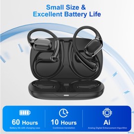 Language Translator Earbuds, Two Way Real-time Translation Device with 138 Languages Online Voice Translation, Digital Display, High Accuracy G57 (Deep Black)