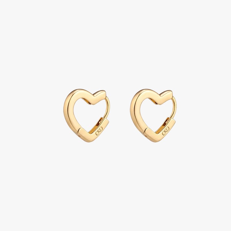 Gold&Deer 14K Goldfield Edge Heart One-Touch Earrings Rose Gold /