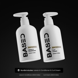 BASED Curly Duo: Premium Non-Toxic Curl Cream & Leave-In Conditioner Bundle - Defines Curls, Controls Frizz, Medium Hold with Agave & Silk Protein, Instant Hydration & Nourishment, No Harmful Chemicals
