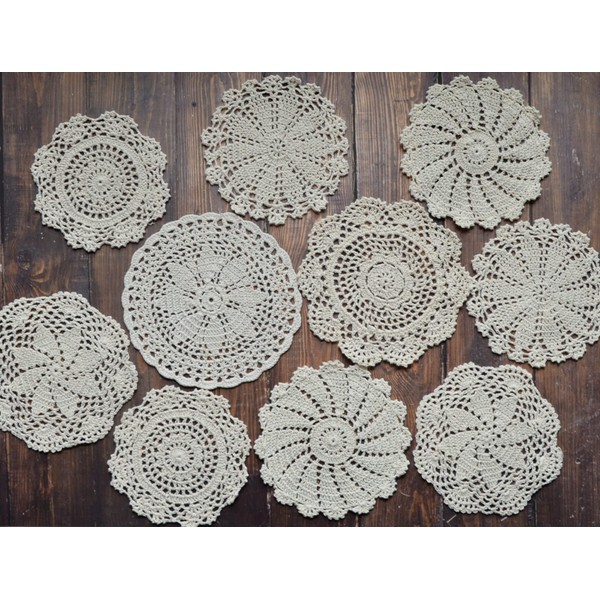 SouthMage 10 Hand Crochet Round Farmhouse Coffee Table Doilies Coasters